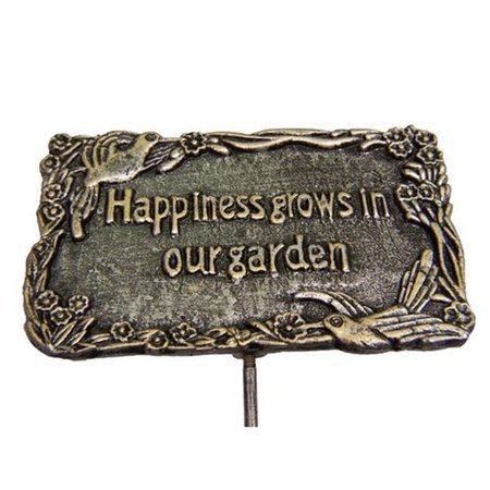 OAKLAND LIVING CORPORATION Oakland Living 5166-AB - Garden Marker - Happiness Grows In Our Garden - Antique Bronze 5166-AB